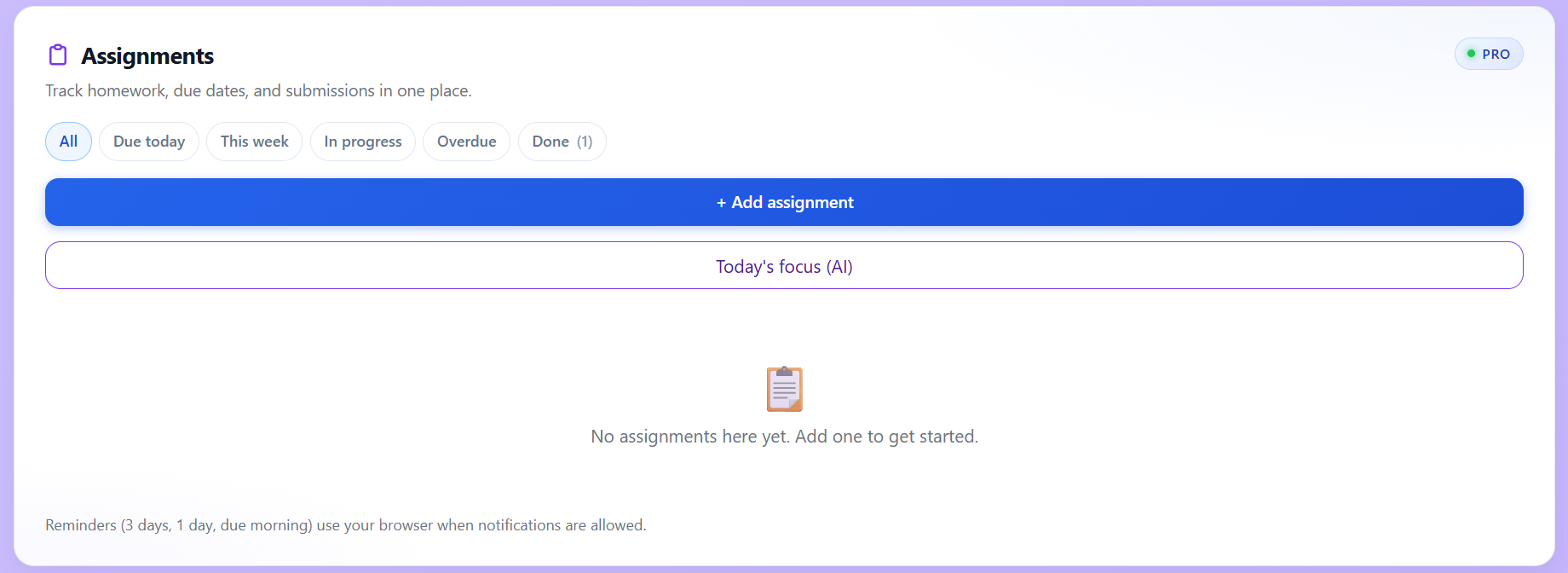 Assignments tracker in Timivra Pro