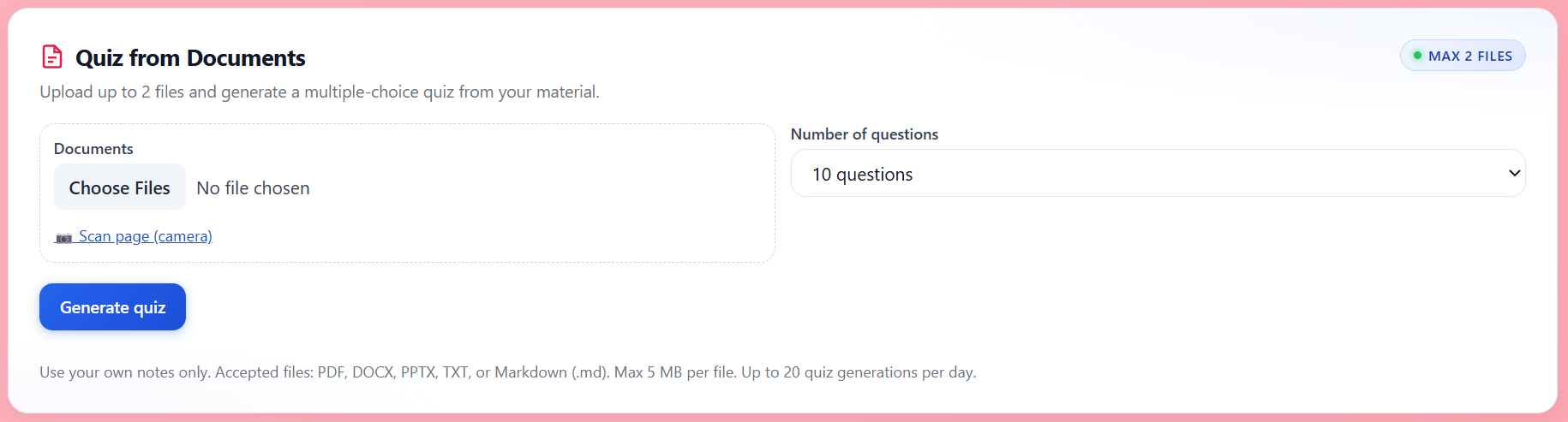 Document Quiz in Timivra Pro